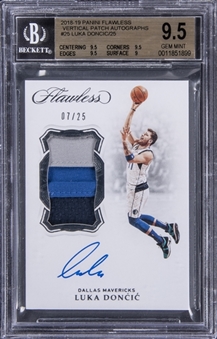 2018-19 Panini Flawless Vertical Rookie Patch Autographs (RPA) #25 Luka Doncic Signed Patch Rookie Card (#07/25) - BGS GEM MINT 9.5/BGS 10 